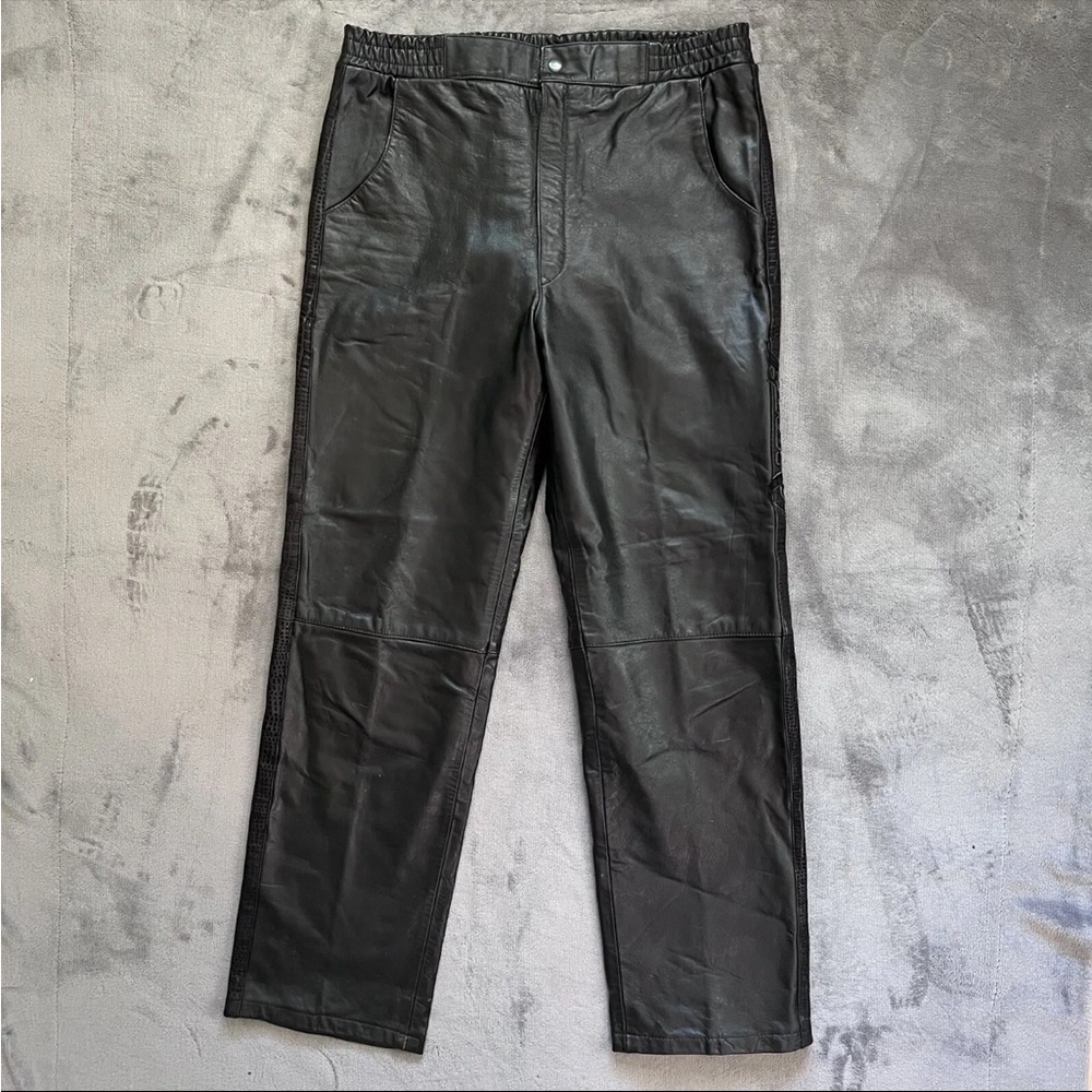 Vintage Starter Los Angeles Lakers 100% Genuine Leather Pants - Black Size Small